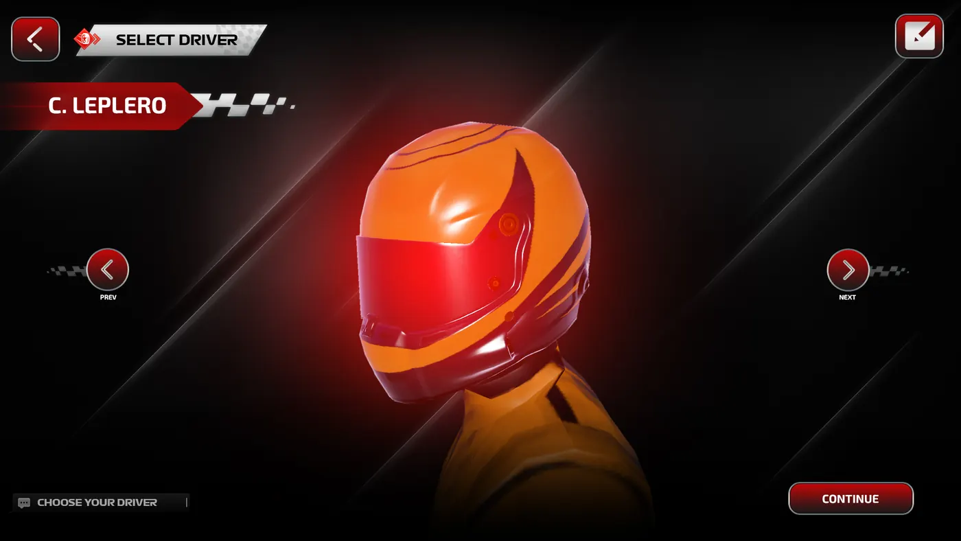 Game UI artwork: driver select