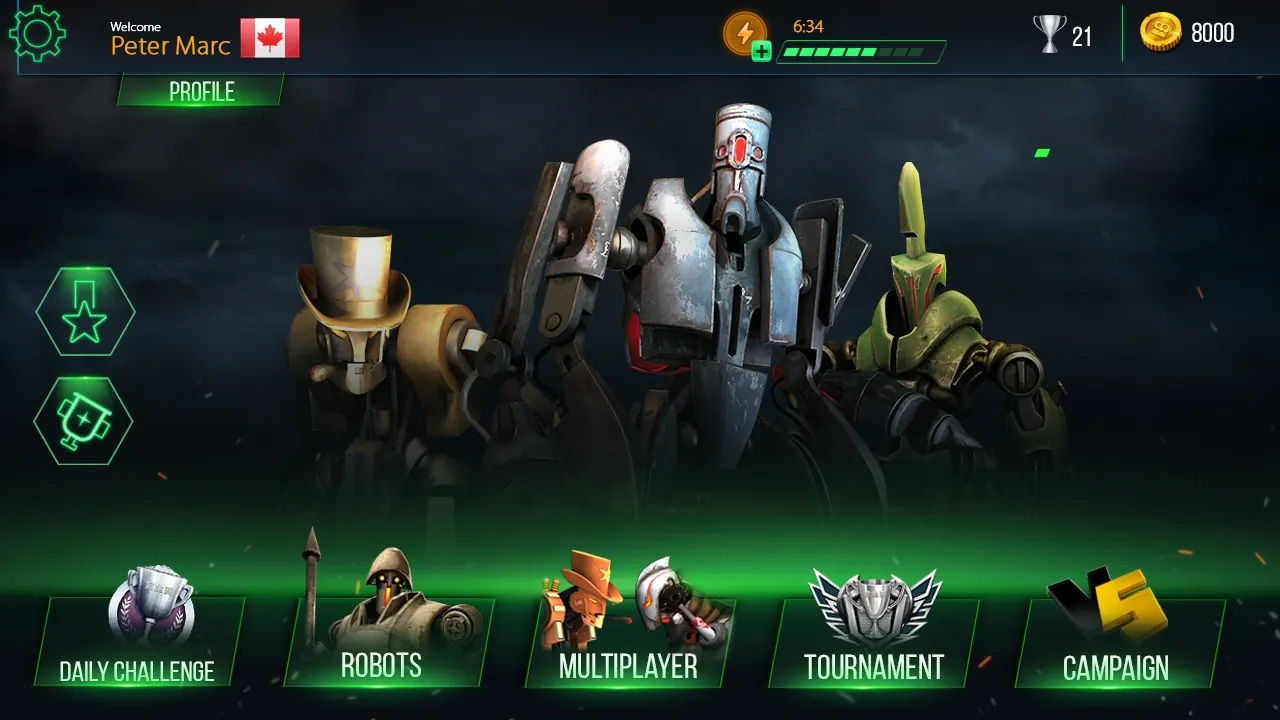 Game UI artwork: clash of robots